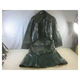 (RCK) Vintage Green Leather Long Co...