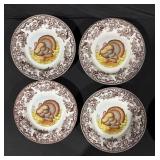 Spode Wildlife Transferware Dinnerware Set - Brown Floral Border with Birds & Animals