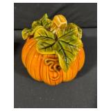 Pumpkin Ceramic Vases With Leaves & Black-Leaf Bowls Set - 5 Pieces
