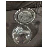 Crystal Glass Serving Set - Lidded Candy Dish, Salt Shaker, Round Bowl & Tall Carafe