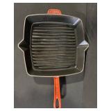 Staub Square Grill Pan with Lid - Enamel Cast Iron, Red