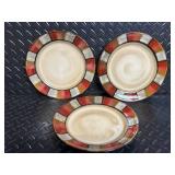 Mikasa Gourmet Basics Horizon Red Mugs (4) & Plates (3) - Stoneware