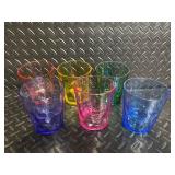 Colorful Plastic Dinnerware Set - Square Bowls, Turquoise Rounds & Rainbow Tumblers