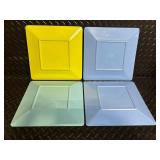 Colorful Plastic Dinnerware Set - Square Bowls, Turquoise Rounds & Rainbow Tumblers
