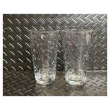 Bubble Pattern Glassware Set - Tall Tumbler Glasses & Nesting Bowls, Clear Glass