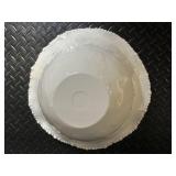 Beatriz Ball Beaded Edge Oval Bowl - White Ceramic with 2 Utensils