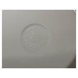 Beatriz Ball Beaded Edge Oval Bowl - White Ceramic with 2 Utensils