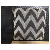 Decorative Throw Pillows - Zigzag Black/White, White Rosette, Taupe Satin (Lot of 3)