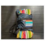 Tuffo Nap Mat - Striped Multi-Color Pattern, Navy Backing, Foldable Daycare Mat