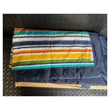 Tuffo Nap Mat - Striped Multi-Color Pattern, Navy Backing, Foldable Daycare Mat