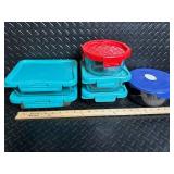 Pyrex Glass Storage Containers with Turquoise Lids - Assorted Sizes