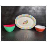 Vintage Charm Sailboat Border Dinnerware Set - Oval Plate & 2 Bowls