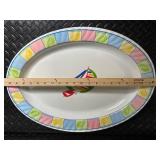 Vintage Charm Sailboat Border Dinnerware Set - Oval Plate & 2 Bowls