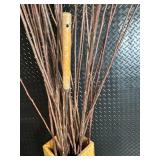 Wooden Rectangular Vase with Dried Twigs