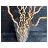 Decorative Twisted Branches in Clear Glass Vase with Pebbles