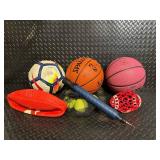 Spalding Orange Basketball, Pink Basketball & Soccer Ball w/ 3 Tennis Balls & Pump
