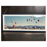 Framed Panoramic Hot Air Balloon Scene - Blue Frame Wall Art