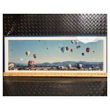 Framed Panoramic Hot Air Balloon Scene - Blue Frame Wall Art