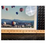 Framed Panoramic Hot Air Balloon Scene - Blue Frame Wall Art