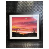 Sunset Landscape Photograph - Framed in Black Frame with White Mat