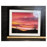 Sunset Landscape Photograph - Framed in Black Frame with White Mat