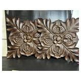 Uttermost 13530 Floral Leaf Wall Panels - Pair, Dark Brown Floral Relief