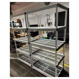 Industrial 5-Shelf Plastic Shelving Racks - Set of 2, Gray Plastic