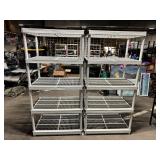 Industrial 5-Shelf Plastic Shelving Racks - Set of 2, Gray Plastic