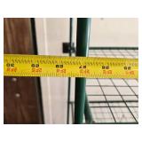 Green Metal Mini Green House Shelving Unit and White Wire Cart