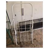 Green Metal Mini Green House Shelving Unit and White Wire Cart