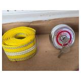 Vintage Headlight, Toy Fire Truck, Gas Cap with Key, and Tape Measure