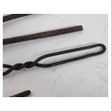 Lot of Blacksmithing Tools Including Tongs and Hardy Tool