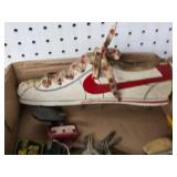 Box of Assorted Keys, Shoe Hanger, and Miscellaneous Items.