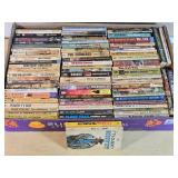 Box of Western Novels including Mack Bolan, Max Brand, and Elmer Kelton Books