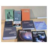 Collection of Welding and Metalwork Books including "The Oxy-Acetylene Handbook," "Modern Welding," and "Blueprint Reading for Welders"