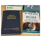 Collection of Welding and Metalwork Books including "The Oxy-Acetylene Handbook," "Modern Welding," and "Blueprint Reading for Welders"