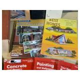 Lot of DIY and Home Improvement Books including "Jigs, Fixtures, and Shop Furniture," "Tiny Homes: Simple Shelter," and Popular Science Skill Books.