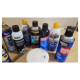 Various Opened and Used Automotive Fluids and Adhesives Including Liquid Wrench Lubricating Oil, PB Blaster Penetrating Catalyst, and Gojo Hand Cleaner