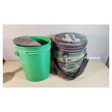 Shorty Evans Sports Camo Bucket Seat and Green Bucket with Lid