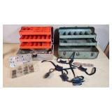 Vintage Adventurer and Metal Tackle Boxes with Assorted Fishing Gear