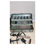 Vintage Adventurer and Metal Tackle Boxes with Assorted Fishing Gear