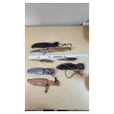 Lot of Knives including Pakistan Stainless Knife, Eldema Knife, and Leather Sheaths - Some homemade stuff and diy stuff done to them