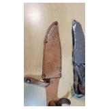 Lot of Knives including Pakistan Stainless Knife, Eldema Knife, and Leather Sheaths - Some homemade stuff and diy stuff done to them