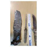 Lot of Knives including Pakistan Stainless Knife, Eldema Knife, and Leather Sheaths - Some homemade stuff and diy stuff done to them