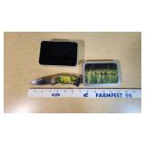 Fighter Plus Folding Knife with Deer Design and Tin Box