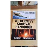Survival and Preparedness Book Collection including "Wilderness Survival Handbook" by Michael Pewtherer, "The Survival Bible" by Duncan Long, and "Survival Shelters Construction Manual"