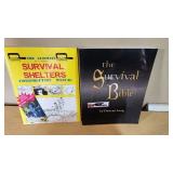 Survival and Preparedness Book Collection including "Wilderness Survival Handbook" by Michael Pewtherer, "The Survival Bible" by Duncan Long, and "Survival Shelters Construction Manual"