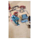 Assorted Clamps and Vices Collection with Various Sizes and Types