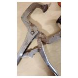 Lot of Locking Pliers and Clamps Various Brands and Sizes, Including C-Clamps and Vise Grips