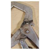 Lot of Locking Pliers and Clamps Various Brands and Sizes, Including C-Clamps and Vise Grips
